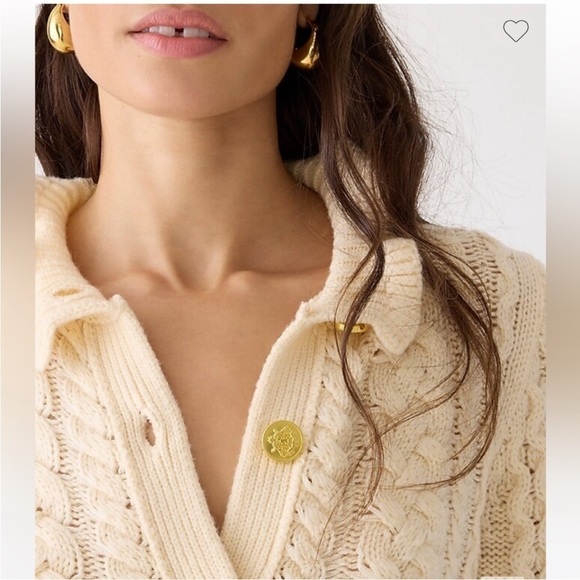 J Crew Cable-knit Ruffleneck Cardigan Sweater BV351 - Picture 2 of 8